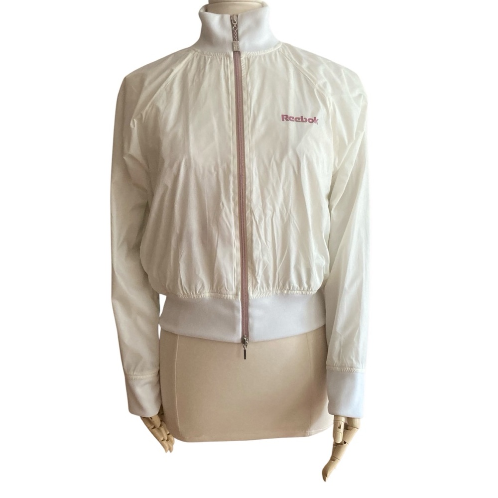 REEBOK | Classic Women's Off-White Cropped Bomber Zip-Up Jacket Size L